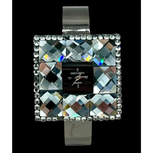 Jessica Carlyle Accessories - Jessica Carlyle Wrist Watch Square Black Faux Diamonds 6482